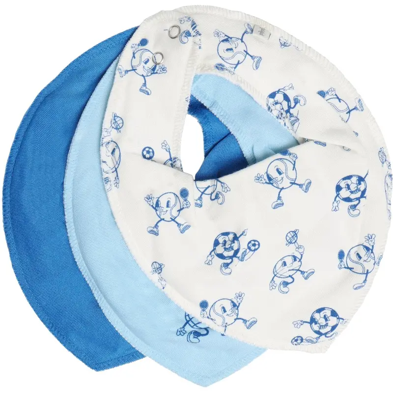 Pippi Light Dusty Blue Bandana Bib Boy -Aop (3-Pack) 1