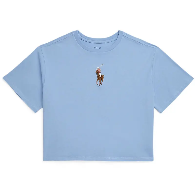 Polo Ralph Lauren Chambray Blue Cropped T-Shirt 1