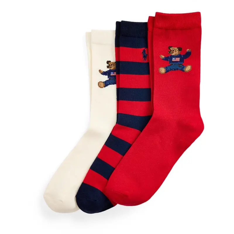Polo Ralph Lauren Ivory/Navy/Navy Girl Crew Sock 3-Pack 1