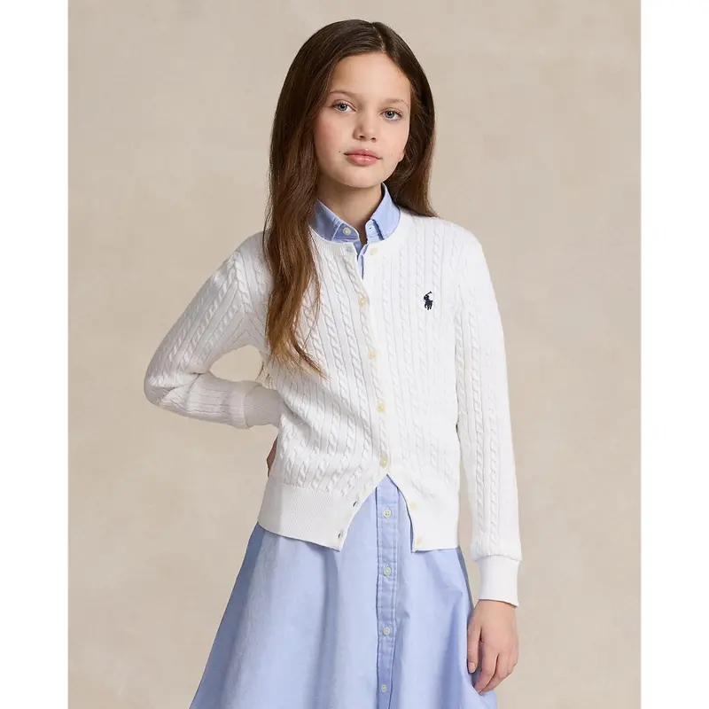 Polo Ralph Lauren Optic White W/ Navy Cardigan 2