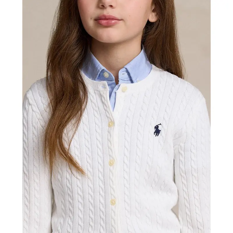 Polo Ralph Lauren Optic White W/ Navy Cardigan 3