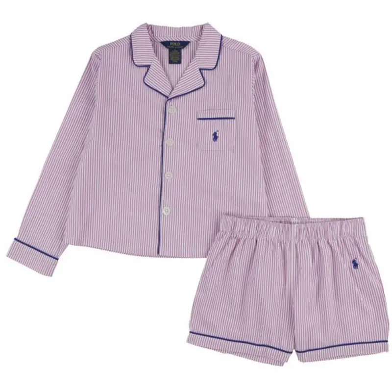 Polo Ralph Lauren Polo Violet Woven L/S & Shorts Set 1