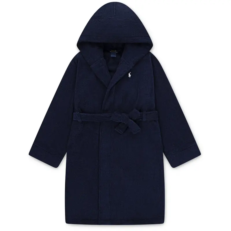 Polo Ralph Lauren Refined Navy Hooded Plush Terry Bathrob 1