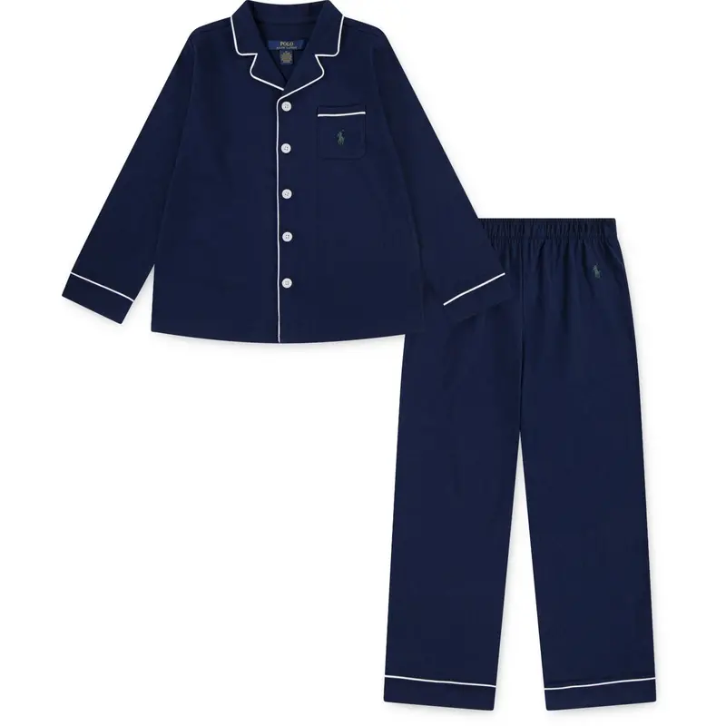 Polo Ralph Lauren Refined Navy Ls Jersey Coat Pant Set 1