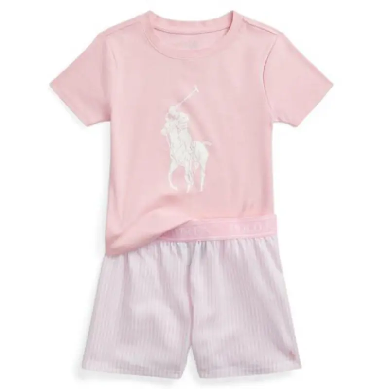 Polo Ralph Lauren White / Carmel Pink Ss Tee & Shorts Set 1