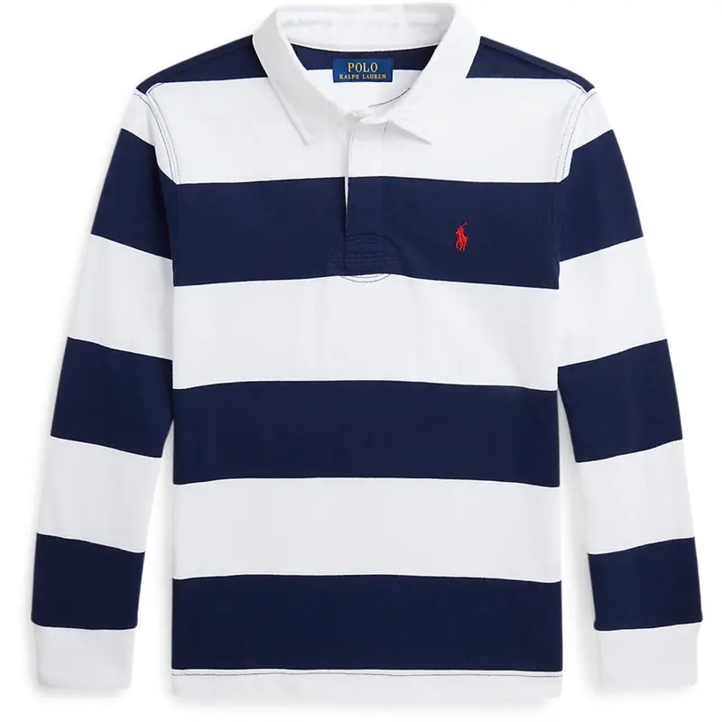 Polo Ralph Lauren White/Cruise Navy Boy Rugby L/S T-Shirt 1