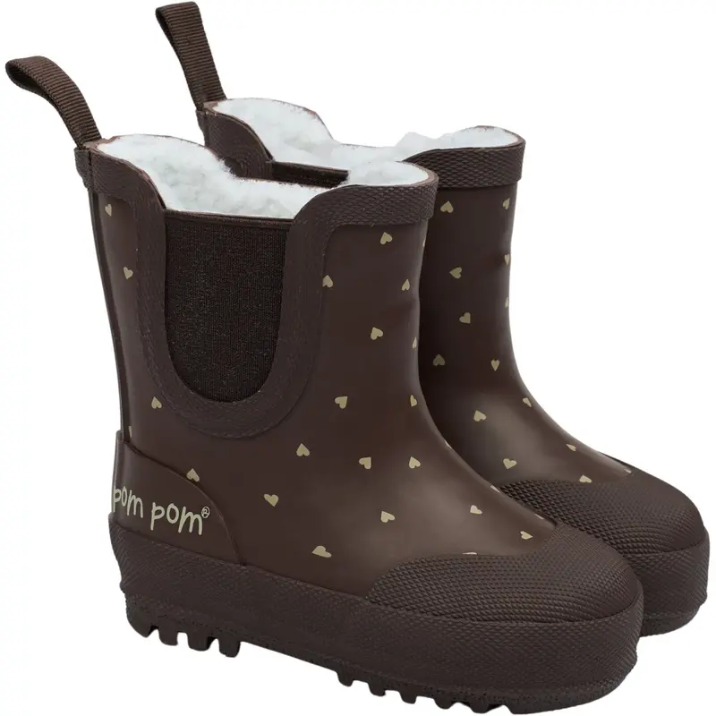 Pom Pom Chocolate Heart Brook Gumboots Thermo Ankle 1