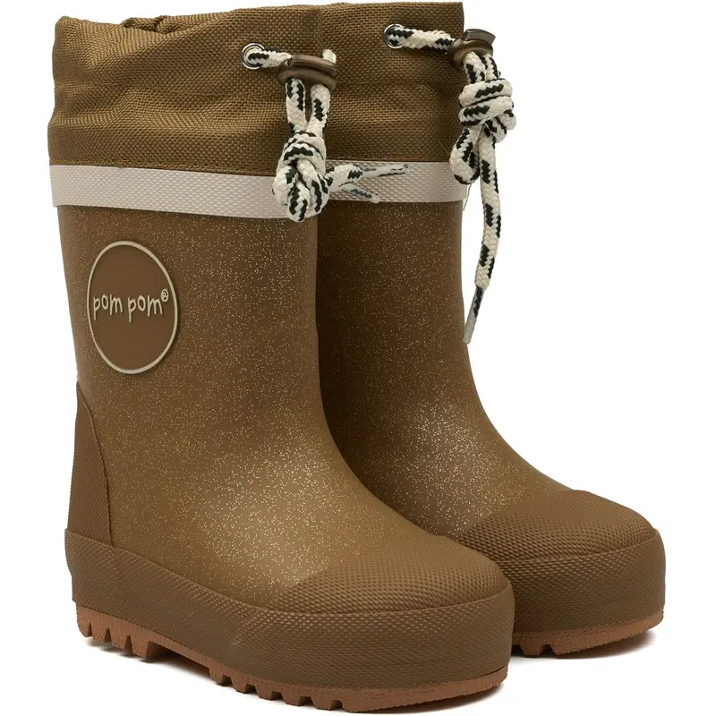 Pom Pom Gold Glitter Gumboots™ Thermo 1