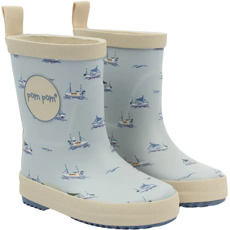 Pom Pom Pearl Blue Boat Aop Bliss Rubber Boot Aop 1