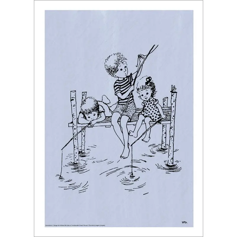 Poster & Frame Astrid Lindgren - Fishing Rod - Lotta 1