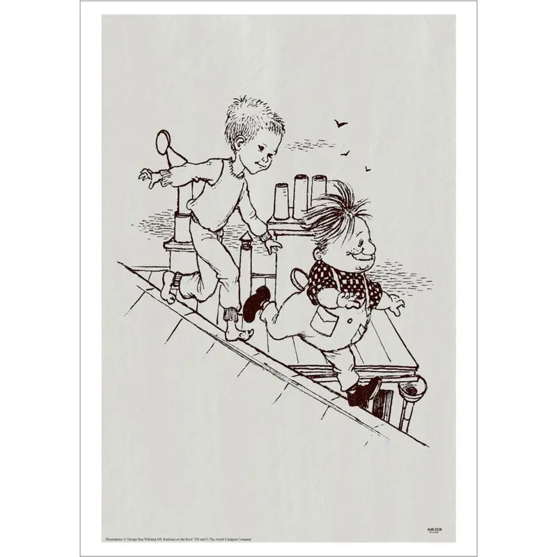 Poster & Frame Astrid Lindgren - Running - Karlsson On The Roof 1