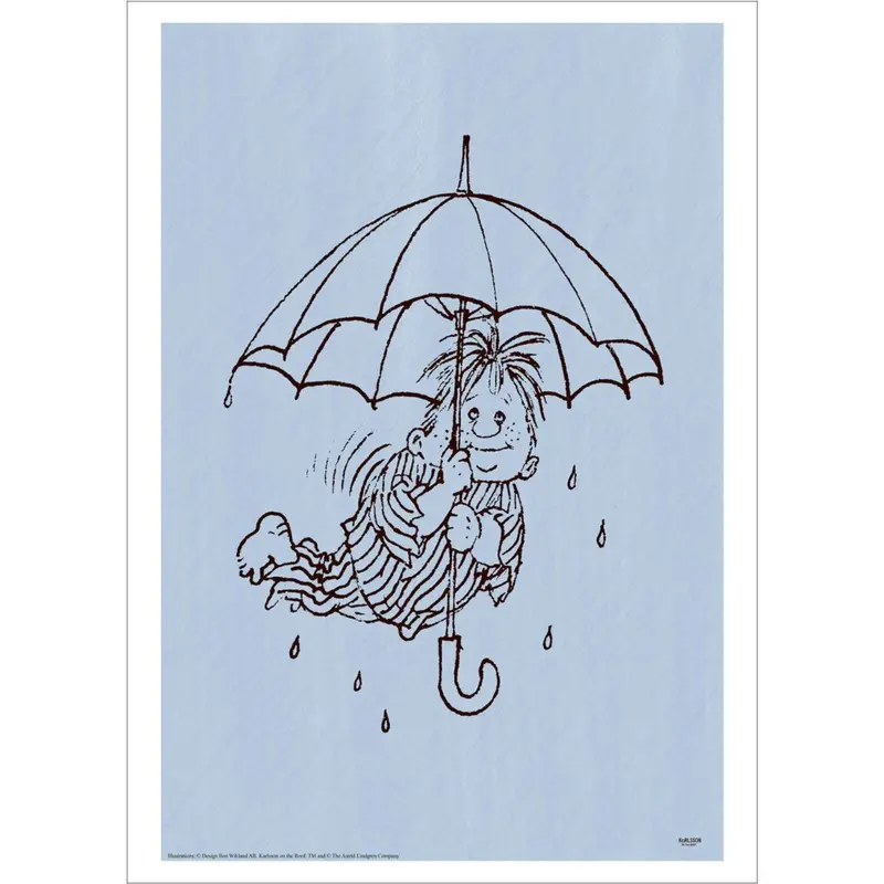 Poster & Frame Astrid Lindgren - Umbrella - Karlsson On The Roof 1