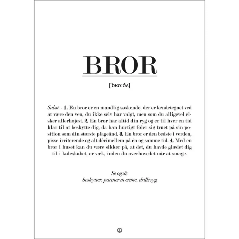 Poster & Frame Citatplakat - Bror Definition 1