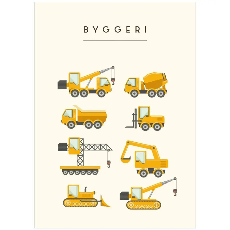 Poster & Frame Citatplakat - Byggeri Maskiner – Børneplakat 1