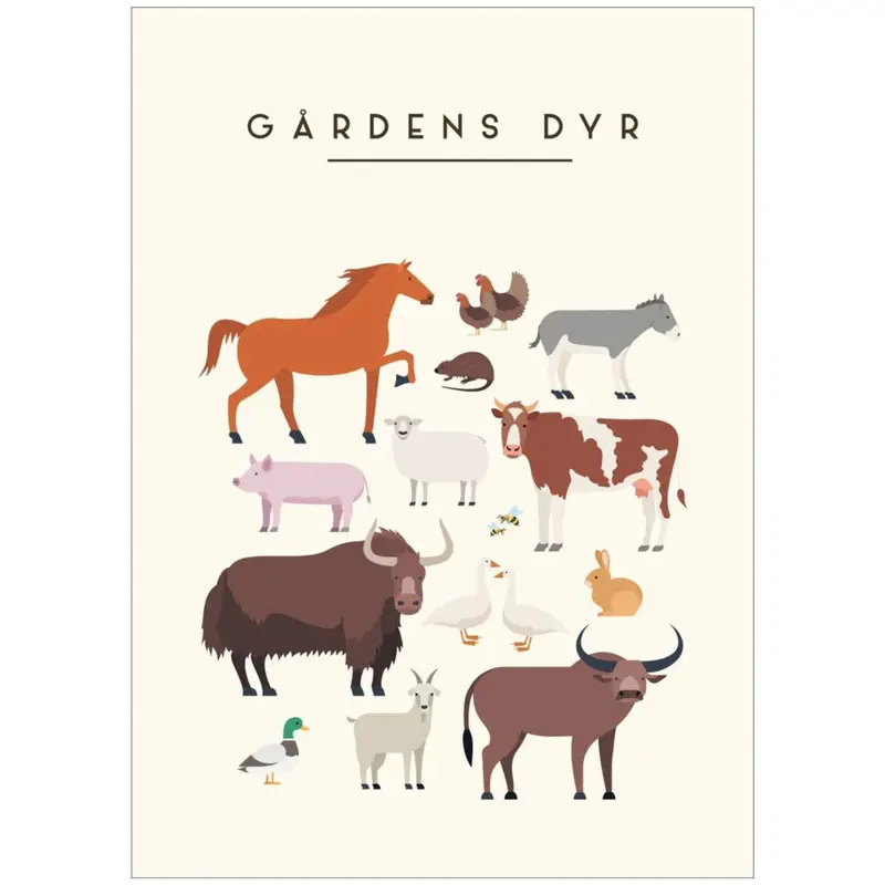Poster & Frame Citatplakat - Gårdens Dyr – Børneplakat 1
