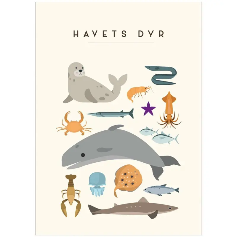 Poster & Frame Citatplakat - Havets Dyr – Børneplakat 1