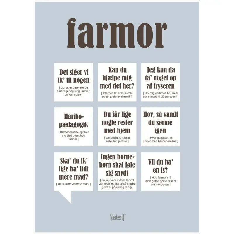 Poster & Frame Dialægt - Farmor — Grå 1