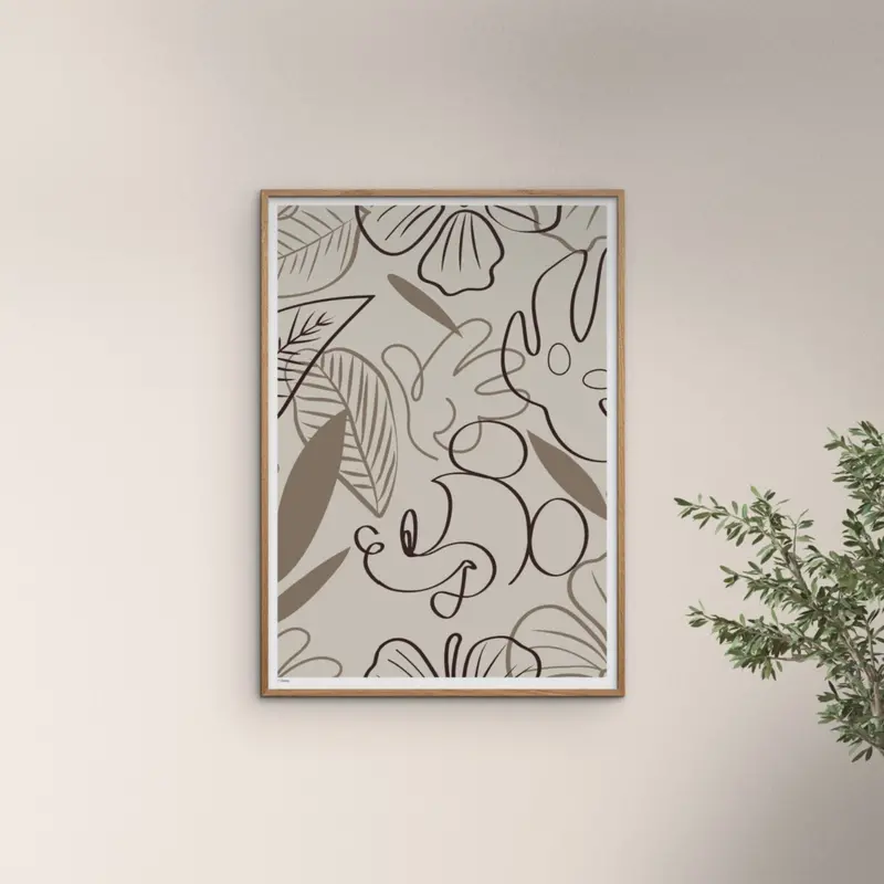 Poster & Frame Disney - Brown Leaves Mickey 1