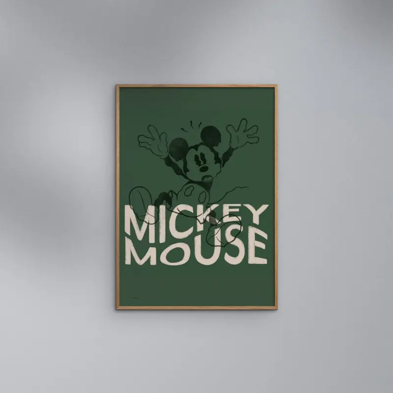 Poster & Frame Disney - Wavy Mickey Green 1