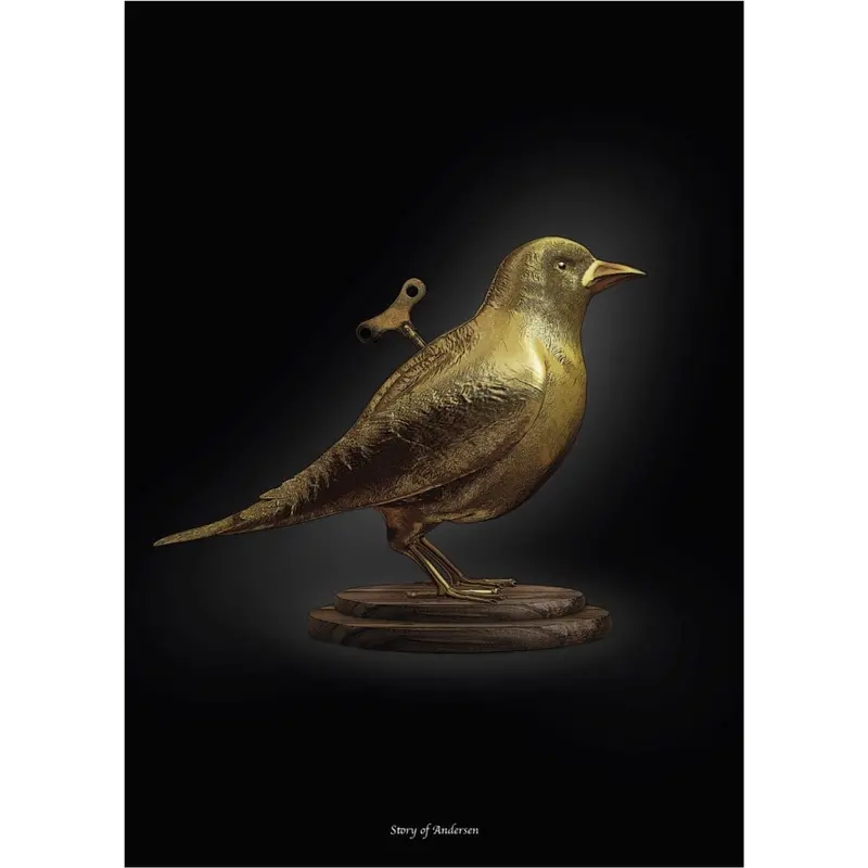Poster & Frame Story Of Andersen - Nattergalen - Hvid/Sort Baggrund 1
