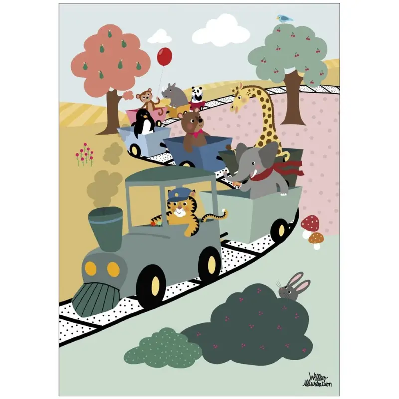 Poster & Frame Willero Illustration - Adventure Train 1