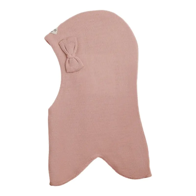 Racing Kids Round Balaclava Wool/Cotton W. Bow Dusty Rose 1