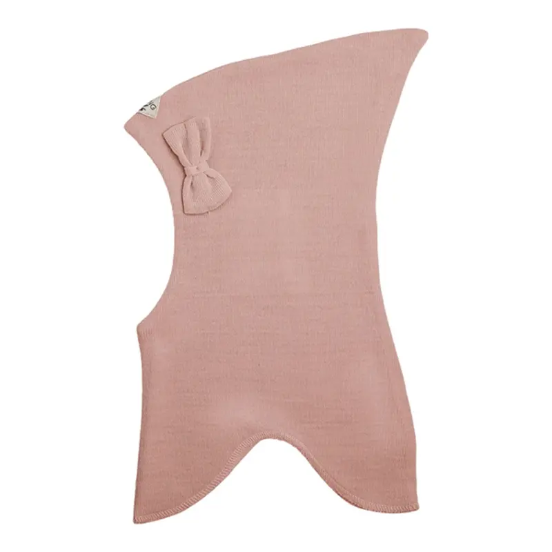 Racing Kids Top Balaclava Wool/Cotton W. Bow 3-Layered Dusty Rose 1