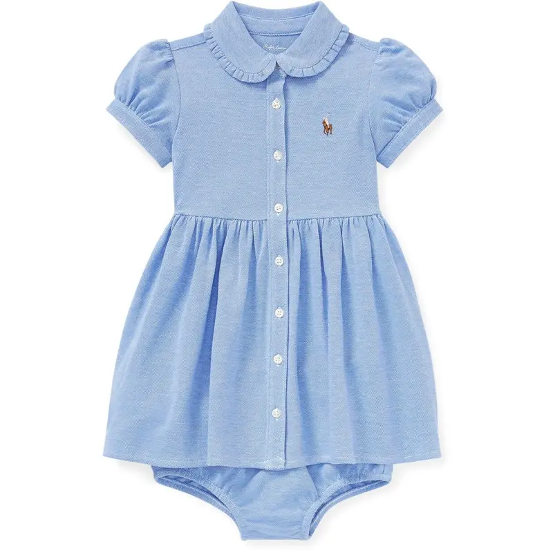Ralph Lauren Baby Solid Oxford Dress & Bloomers Harbour Island Blue 1