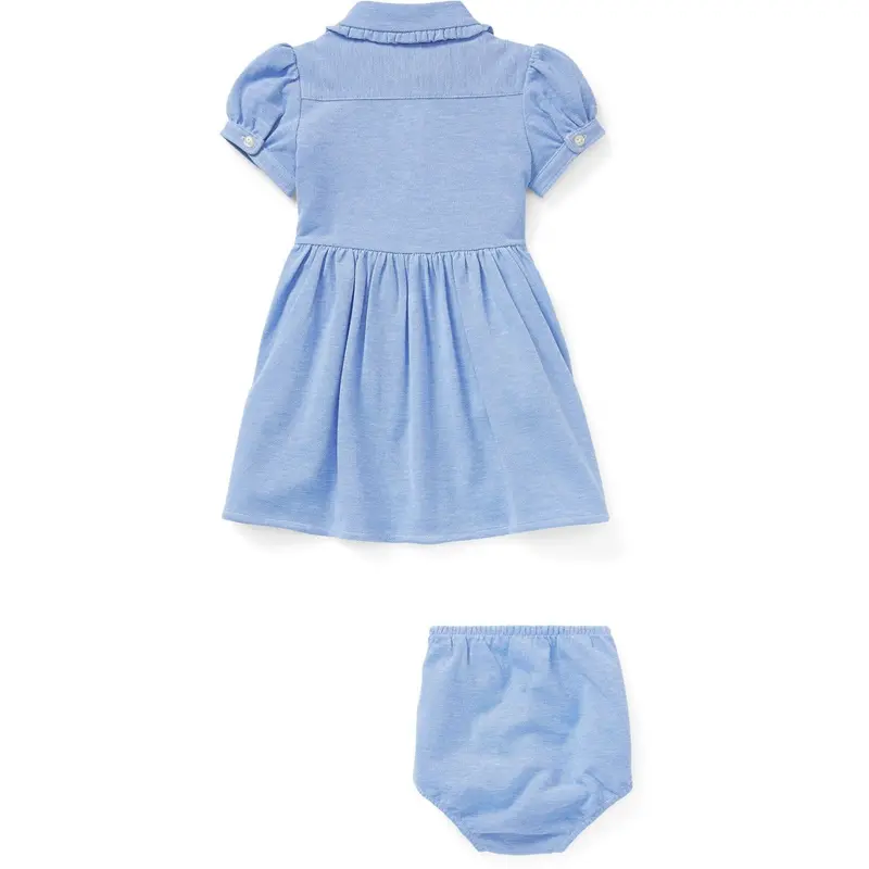 Ralph Lauren Baby Solid Oxford Dress & Bloomers Harbour Island Blue 2