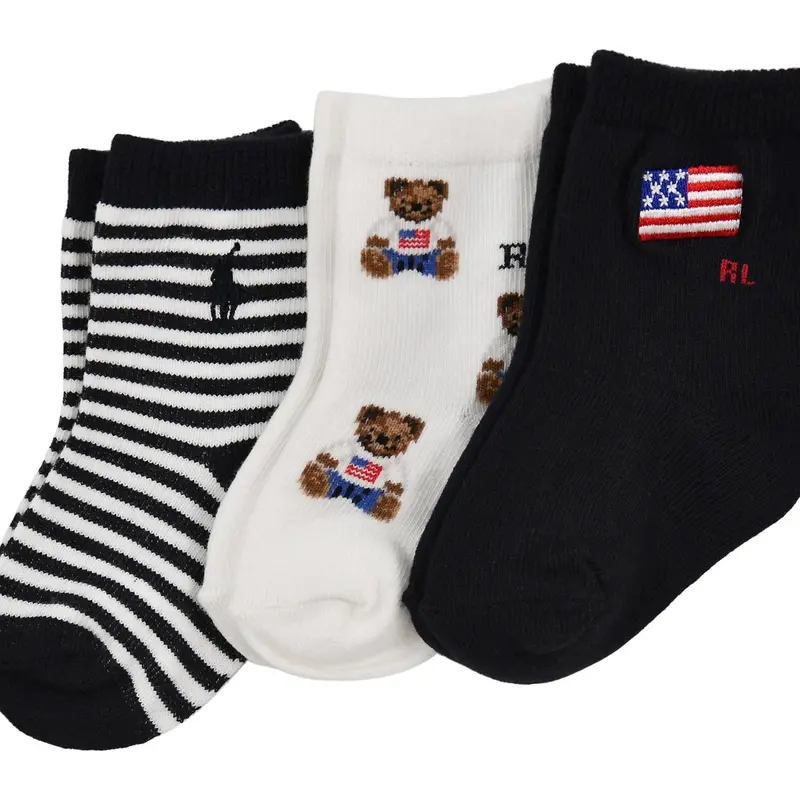 Ralph Lauren Baby White/Navy Crew Sock 1