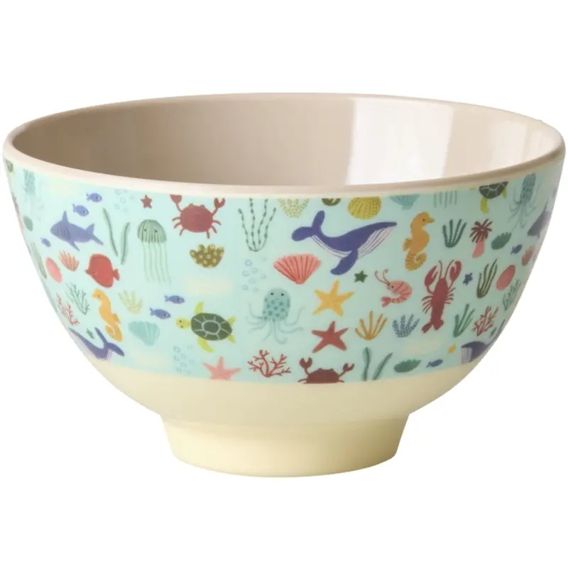 Rice Blue Ocean Print Melamine Bowl Small 300 Ml 1