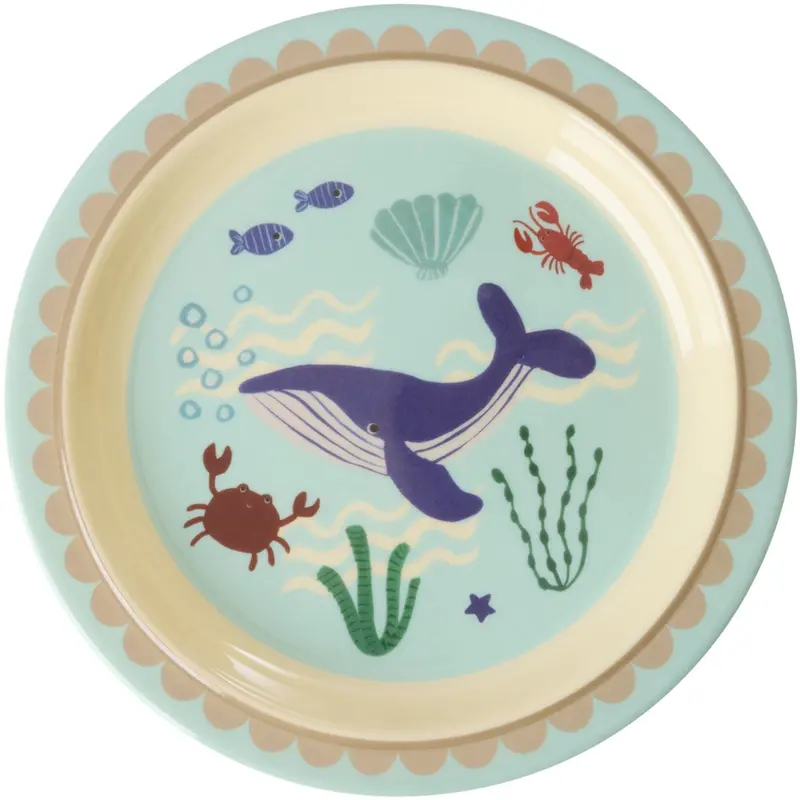 Rice Blue Ocean Print Melamine Kids Lunch Plate 1