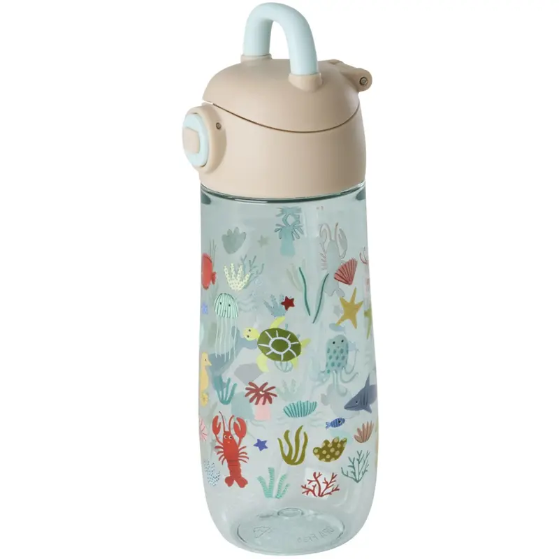 Rice Blue Ocean Print Plastic Kids Drinking Bottle 550 Ml 1