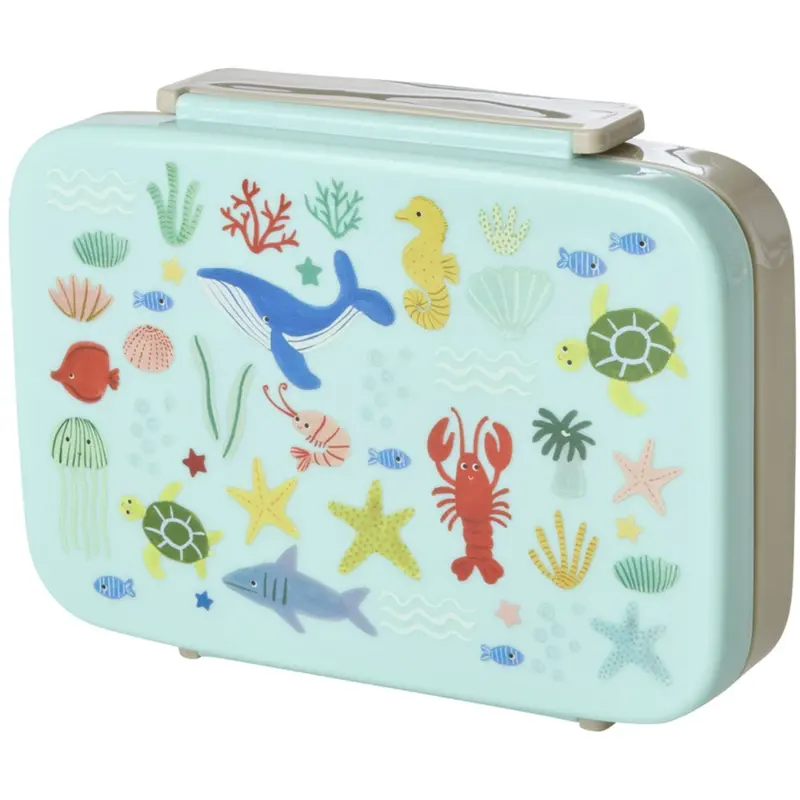 Rice Blue Ocean Print Plastic Lunchbox With 6 Rooms 1
