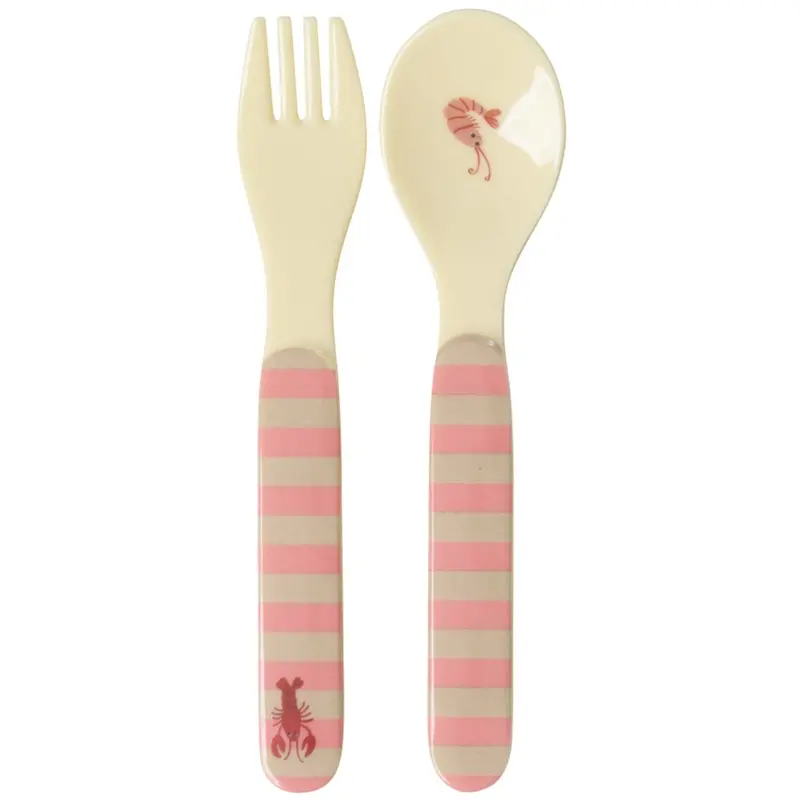 Rice Coral Ocean Print Kids Melamine Spoon And Fork 1