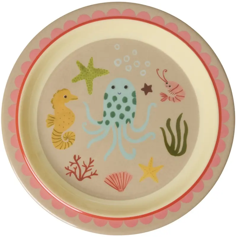 Rice Coral Ocean Print Melamine Kids Lunch Plate 1