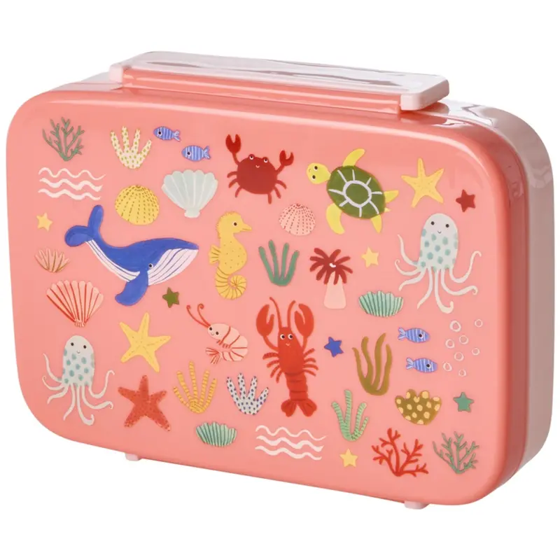 Rice Coral Ocean Print Plastic Lunchbox With 6 Rooms 1