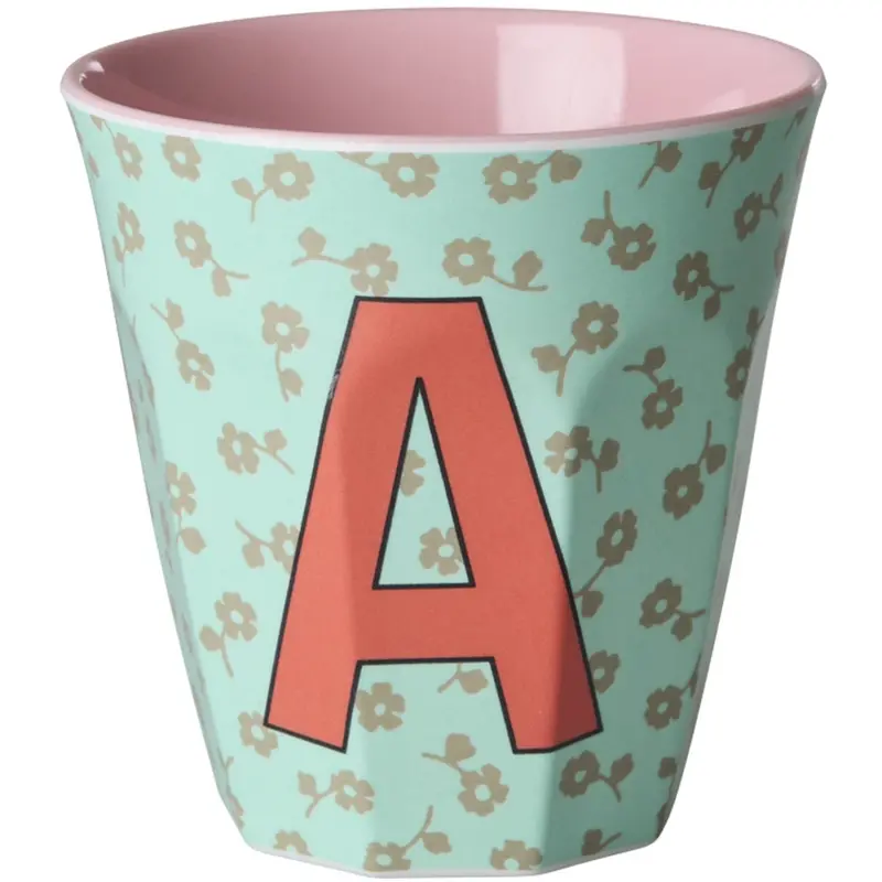 Rice Flowers Medium Melamine Cup With The Letter A 1