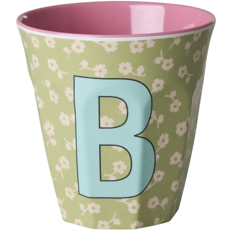 Rice Flowers Medium Melamine Cup With The Letter B 1