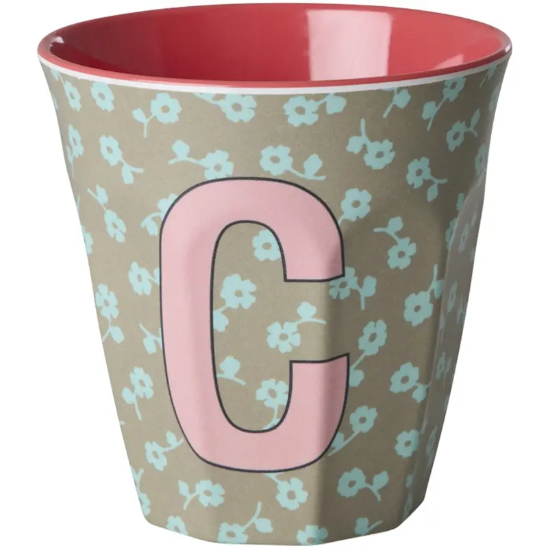 Rice Flowers Medium Melamine Cup With The Letter C 1