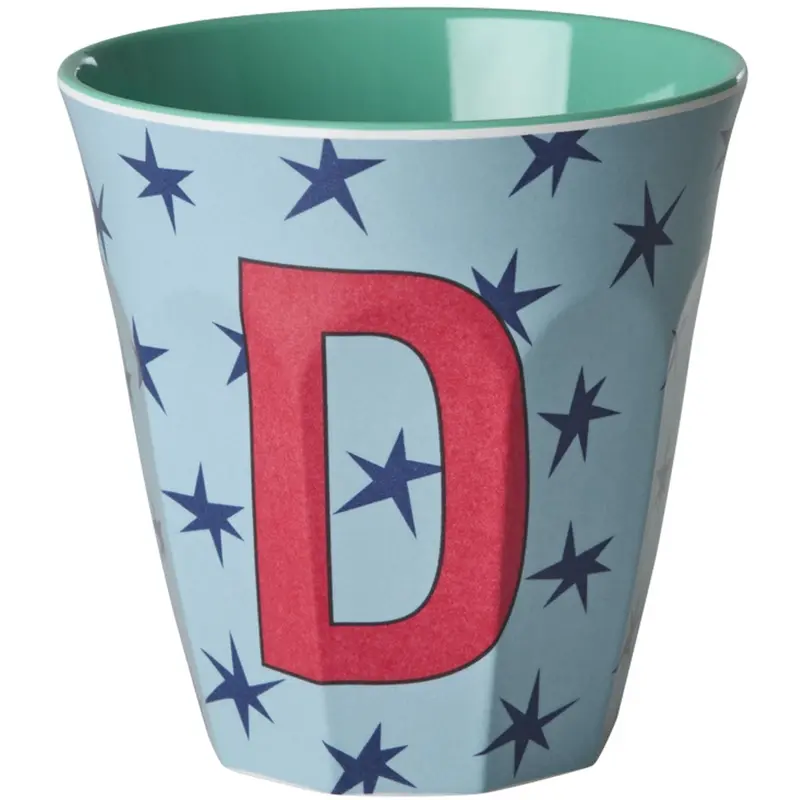Rice Flowers Medium Melamine Cup With The Letter D 1
