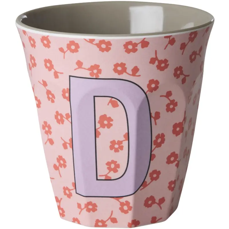 Rice Flowers Medium Melamine Cup With The Letter D 1
