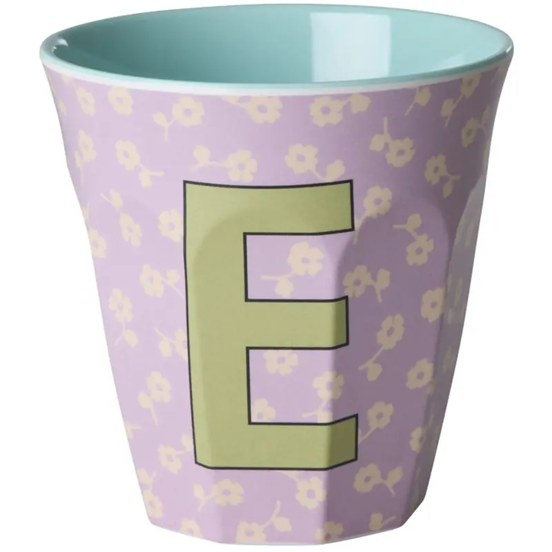 Rice Flowers Medium Melamine Cup With The Letter E 1
