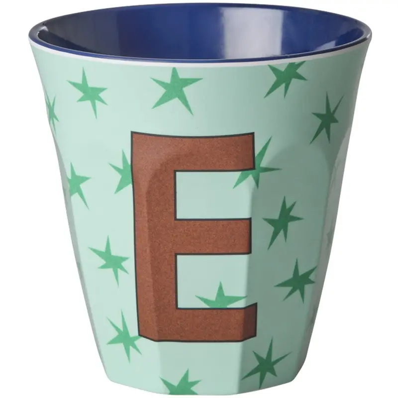 Rice Flowers Medium Melamine Cup With The Letter E 1