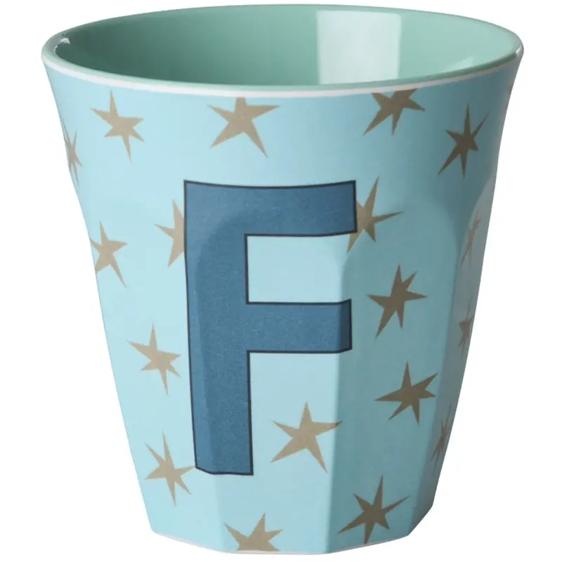 Rice Flowers Medium Melamine Cup With The Letter F 1