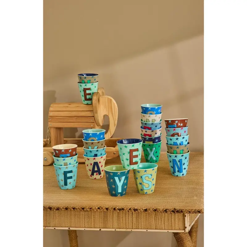 Rice Flowers Medium Melamine Cup With The Letter F 2