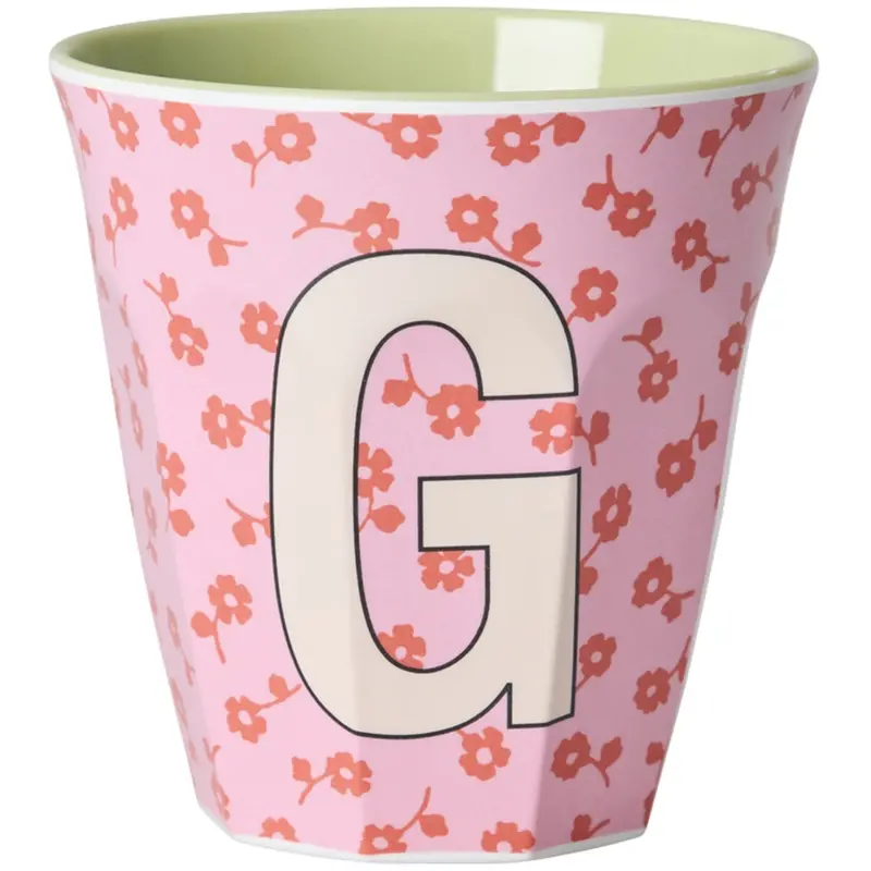 Rice Flowers Medium Melamine Cup With The Letter G 1