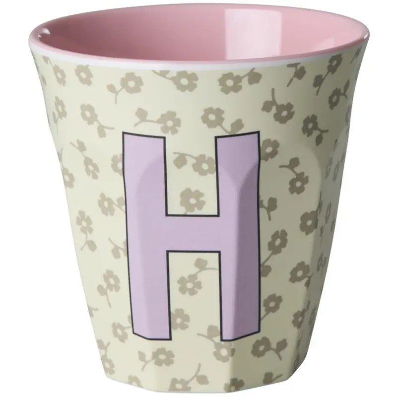 Rice Flowers Medium Melamine Cup With The Letter H 1