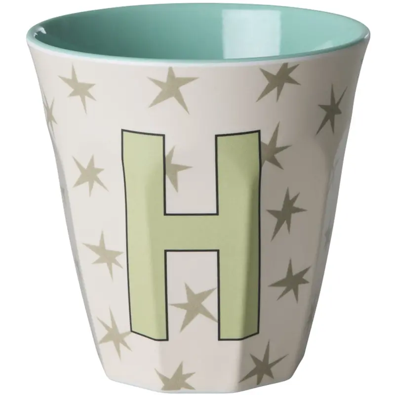 Rice Flowers Medium Melamine Cup With The Letter H 1