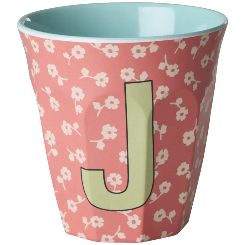 Rice Flowers Medium Melamine Cup With The Letter J 1